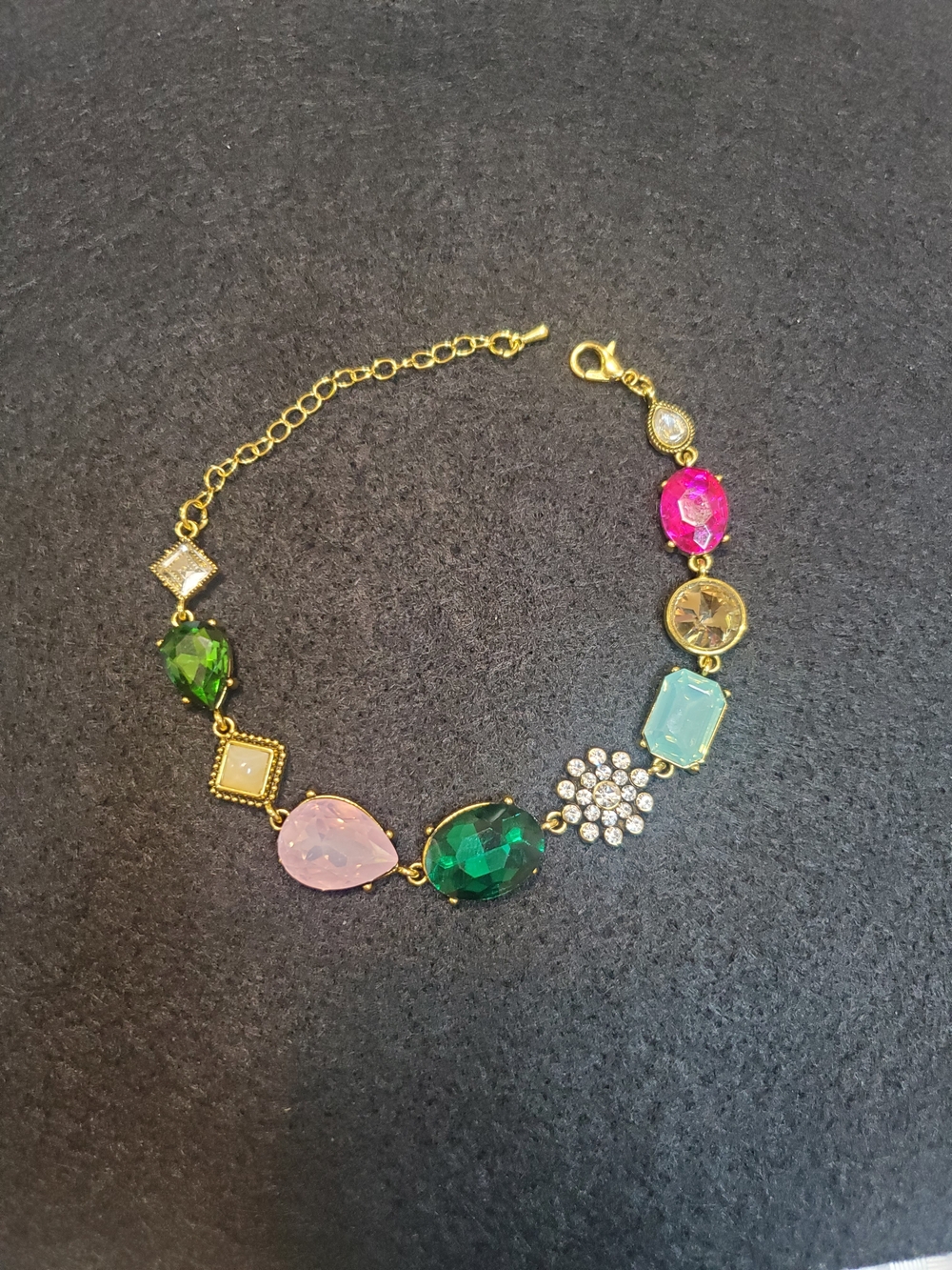 Multicolor Crystal Gold-Plated Bracelet - Women's Fashion Jewelry